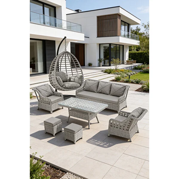 Btk Concept Lupa Eslem Rattan Bahçe Mobi̇lyasi 3+1+1 Puf Ve Salıncak Dahi̇l" Masali Garanti̇li̇