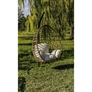 Rattan Koyu Kahve Tek Kişilik Bahçe Balkon Salıncağı