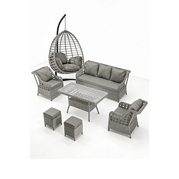 Btk Concept Lupa Eslem Rattan Bahçe Mobi̇lyasi 3+1+1 Puf Ve Salıncak Dahi̇l" Masali Garanti̇li̇ - Görsel 2