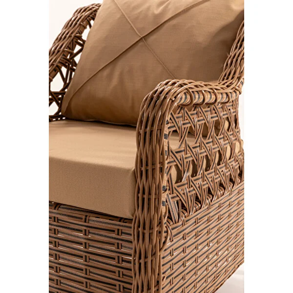 Btk Concept Datça 7 Kişilik Rattan Bahçe Mobilyası Ve 2 Kişilik Rattan Salıncak Seti - Kahverengi̇(siyah çizgili) - Görsel 4
