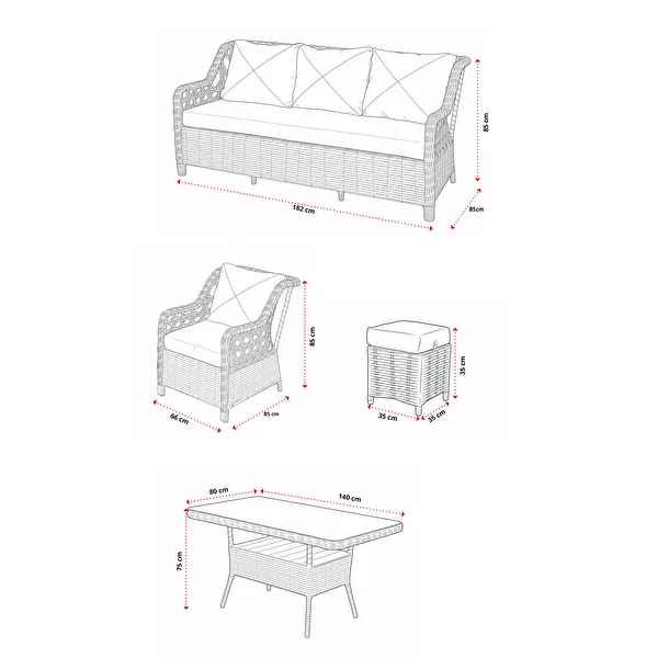 Btk Concept Datça 7 Kişilik Rattan Bahçe Mobilyası Ve 2 Kişilik Rattan Salıncak Seti - Kahverengi̇(siyah çizgili) - Görsel 5